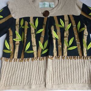 Design Options Sweater Small‎  Beaded Embroidered Grandma Granny Core Crochet